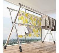 UVCMDUI Tenderetes de Ropa Plegables, Inoxidable A Prueba de Herrumbre Tendederos Plegables, Tendedero Vertical con Ruedas, Tendedero Extensible para Tender Ropa En Interior O Exterior,1.6m