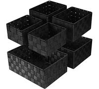 Uvellgift Cestas Almacenaje 34,4cm, Juego de 6 Cestas Organizadoras Apilables Multiusos, Cestas Decorativas para Almacenamiento y Organización de Baño/Cocina/Dormitorio/Toallas (Negro)