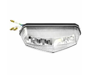 UVEMOTO Piloto trasero LED homologado CE transparente 140 mm | Luz de freno y posición | Incluye tuercas | Compatible con Aprilia, Beta, Derbi, Gilera, MH, Rieju y más