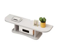 Uvency Estante de Tv Montado en la Pared, Gabinete de Soporte de Tv Flotante de Material de Tablero de Alta Densidad con Orificio de Alambre, para Dvd Blu-Ray Player Satellite Tv Box/Black/60Cm/Whit