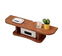 Uvency Estante de Tv Montado en la Pared, Gabinete de Soporte de Tv Flotante de Material de Tablero de Alta Densidad con Orificio de Alambre, para Dvd Blu-Ray Player Satellite Tv Box/Black/60Cm/Teak