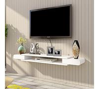 Uvency Estante de Tv Montado en la Pared, Gabinete de Tv de Combinación Abierta con Orificio de Alambre, para Almacenar Dvd Reproductor de Blu-Ray Caja de Tv por Satélite Caja de Cable Consolas de J