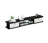 Uvency Gabinete de Soporte de Tv Flotante, Cajones Dobles con Diseño de Solapa Inferior Gabinete de Tv Colgante de Madera con Orificio de Alambre, Adecuado para Colocar Enrutadores/Rojo / 120 cm/Bla