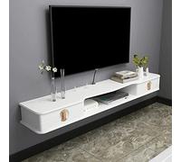 Uvency Gabinete de Soporte de Tv Flotante, Estante de Tv de Madera de Montaje en Pared con Diseño de Orificio con Dos Cajones, para Decodificador de Enrutador de Proyector de Almacenamiento/A / 130