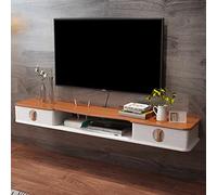 Uvency Gabinete de Soporte de Tv Flotante, Estante de Tv de Madera de Montaje en Pared con Diseño de Orificio con Dos Cajones, para Decodificador de Enrutador de Proyector de Almacenamiento/A / 130