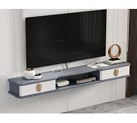 Uvency Gabinete de Soporte de Tv Flotante, Estante de Tv de Madera de Montaje en Pared con Diseño de Orificio con Dos Cajones, para Decodificador de Enrutador de Proyector de Almacenamiento/A / 130