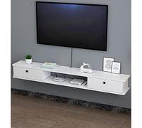 Uvency Mueble de Tv Flotante, Diseño de Orificio de Línea Mueble de Tv Flotante de Madera con Cajón, Adecuado para Almacenar Enrutadores Decodificadores Reproductores de Dvd/B / 120 cm/a/140Cm