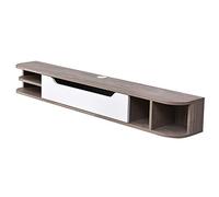 Uvency Mueble de Tv Flotante, Gabinetes de Tv Montados en la Pared de Madera con Diseño de Cajón Abatible con Orificio de Gestión de Cables, Adecuado para Sala de Estar de Dormitorio/Nogal/130 cm/Gr