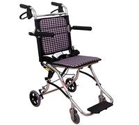 Uvency Silla de Ruedas de Viaje de Tránsito-Aleación de Aluminio Portátil Plegable para Ancianos Scooter Silla de Ruedas de Viaje con Freno de Mano Trasero/a/44 * 75 * 88Cm