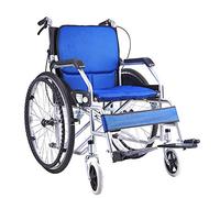 Uvency Silla de Ruedas Transit Travel Chair-Plegable Light Old Man Trolley Light Portable Disabled Older Multi-Function Scooter Big Wheel Stability/Blue