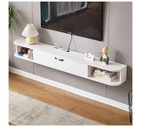 Uvency Soporte de Tv para Colgar en la Pared Gabinete de Televisión Flotante Consola Central de Entretenimiento Independiente Moderna con Compartimentos Abiertos para Sala de Estar/White/100*24*16.5