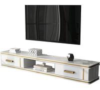 Uvency Soporte Flotante para Tv, Estante de Almacenamiento para Gabinete de Tv Montado en la Pared con 2 Cajones, Madera de Pino, Consola Multimedia Montada en la Pared, Estante para Decodificador, Es