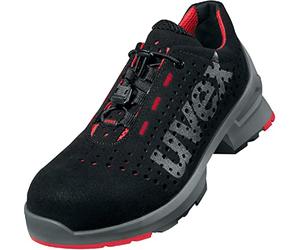 Uvex 1 Calzado Profesional de Seguridad S1 SRC | Zapatilla Deportiva de Trabajo | Punta Antiaplastamiento de Composite | Negro - Rojo