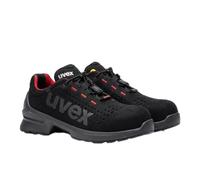 Uvex 1 Duo S1 - Zapatillas de seguridad para zonas ligeras, deportivas, ligeras y flexibles, negro rojo, 44 EU
