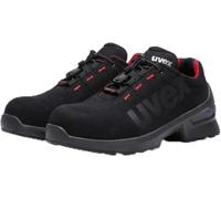 Uvex 1 Duo S2 - Zapatillas de seguridad para zonas ligeras, deportivas, ligeras y flexibles, negro rojo, 44 EU
