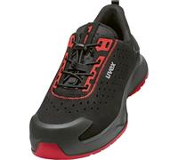 Uvex 1 x Craft S1 PL FO SC SR - Zapatos de seguridad especialmente ligeros - Zapatos planos perforados - Deportivo - Puntera sin metal - Extra Ancho - Ancho 14, negro rojo, 42 EU X-Ancho
