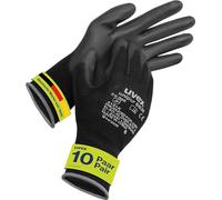 Uvex 10 pares de guantes de trabajo Unipur 6639 con recubrimiento de PU - Guantes de protección mecánica EN 388 - Talla 10/XL