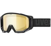 Uvex athletic CV, Gafas de bicicleta para adultos, filtro categoría 1, tintadas para realzar el contraste, black matt/mirror gold, talla única