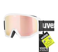 uvex athletic CV, gafas de esquí unisex, tintadas para realzar el contraste, campo visual ampliado antivaho, white matt/rose-orange, one size