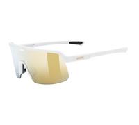 uvex dyrt - Gafas de deporte para adultos - fuerte protección UV - tintadas para realzar el contraste - white matt/gold mirror - one size