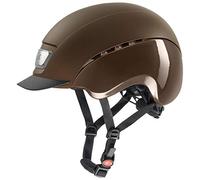 uvex elexxion pro, casco de equitación robusto unisex, ajuste de talla individualizado, ventilación óptima, brown matt-brown shiny, 59 cm