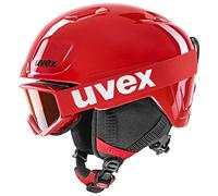 uvex heyya set, casco de esquí infantil con gafas ligero, ajuste de talla individualizado, con mejora del contraste, red-black, 46-50 cm