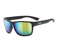 uvex LGL 36 CV, gafas de sol unisex, tintadas para realzar el contraste y de espejo, filtro cat. 3, black matt/green, one size