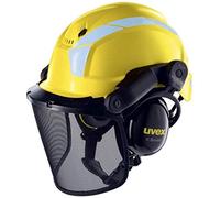 Uvex Pheos Forestry - Casco Forestal con protección auditiva y Facial - SNR: 30 dB - Color: Amarillo