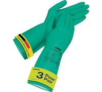 Uvex profastrong NF33 - Guantes de protección química, guantes de trabajo recubiertos de nitrilo para mujer y hombre, 3 pares, verde, talla 11/XXL