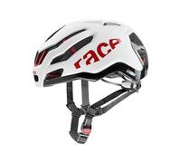 uvex Race 9, Casco Performance Ligero Unisex, ventilación aerodinámica optimizada, ventilación optimizada, White, Red Matt, 53-57 cm