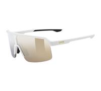 Uvex ramp - Gafas de deporte para adultos - 100% protección UVA, UVB y UVC - tintadas para realzar el contraste - white matt/mir.gold - one size