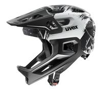 uvex React jr. fullface - Casco de Bicicleta Ligero para niños - Ajuste de Talla individualizado - Forro Interior Lavable - Black-White Matt - 52-56 cm