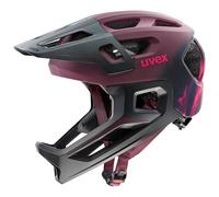 uvex React jr. fullface - Casco de Bicicleta Ligero para niños - Ajuste de Talla individualizado - Forro Interior Lavable - Cranberry Matt - 52-56 cm