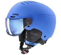 Uvex Rocket JR Visor, casco de esquí con visera, junior, azul 51-55cm Blue Mat
