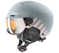 Uvex Rocket JR Visor, casco de esquí con visera, junior, gris claro/rosa 51-55cm Rhino/Blush Mat