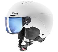 uvex rocket jr visor, casco de esquí infantil robusto, con visera, ajuste de talla individualizado, white, black matt, 51-55 cm