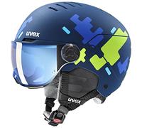 uvex rocket jr visor Casco de esquí, Niños unisex, blue puzzle matt, 54-58 cm