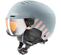 uvex rocket jr visor, casco de esquí infantil robusto, con visera, ajuste de talla individualizado, rhino, blush matt, 51-55 cm