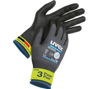 UVEX SAFETY Phynomic Allround Guantes de protección multiusos, 3 pares de guantes multiusos para jardín, herramientas y empresas, guantes de trabajo ligeros, guantes de protección hidrófugos, Gris