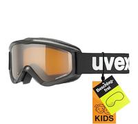 uvex speedy pro, gafas de esquí infantiles, con mejora del contraste, campo visual ampliado antivaho, black/lasergold, one size