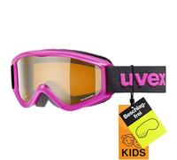 uvex speedy pro, gafas de esquí infantiles, con mejora del contraste, campo visual ampliado antivaho, pink/lasergold, one size