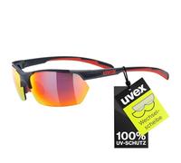 uvex sportstyle 114, gafas outdoor unisex, de espejo, incl. lentes intercambiables con filtros de categoría 0, 1 y 3, grey red/red, one size