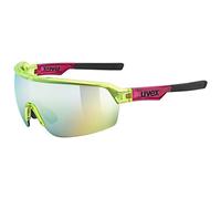 uvex sportstyle 227, gafas deportivas unisex, antivaho, de espejo, yellow red transparent/mirror yellow, one size