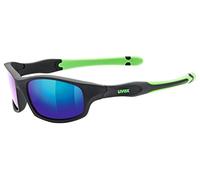 uvex sportstyle 507, gafas de sol infantiles, de espejo, incl. cinta, black matt green/green, one size