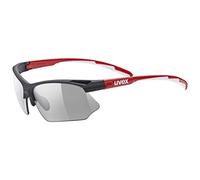 uvex sportstyle 802 V, gafas deportivas unisex, fotocromáticas, antivaho, black red/smoke, one size