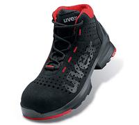 UVEX Stivale Allacciato traforato S1 SRC W10, Bota con Cordones Perforada Unisex Adulto, Negro/Rosso, 51 EU