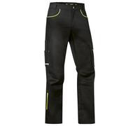 Uvex Tune-up Light - Pantalones de trabajo para hombre, elásticos, ligeros, resistentes, elásticos, bolsillos cargo y bolsillo para metro plegable, negro/amarillo, 42