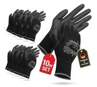 Uvex 10 pares de guantes de trabajo Unipur 6639 con recubrimiento de PU - Guantes de protección mecánica EN 388 - Talla 08/M