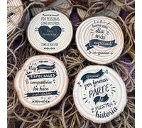 Uvimark - Detalles de Boda - Detalles Personalizados - Set de 12 Posavasos de Madera con Mensajes - Regalos Personalizados