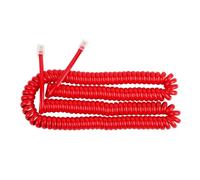 Uvital Cable de teléfono de 5 metros, cable en espiral RJ9 para línea fija doméstica, longitud en espiral de 60 cm a 5 m sin enrollar, cable de teléfono rojo RJ9/RJ10 4P4C